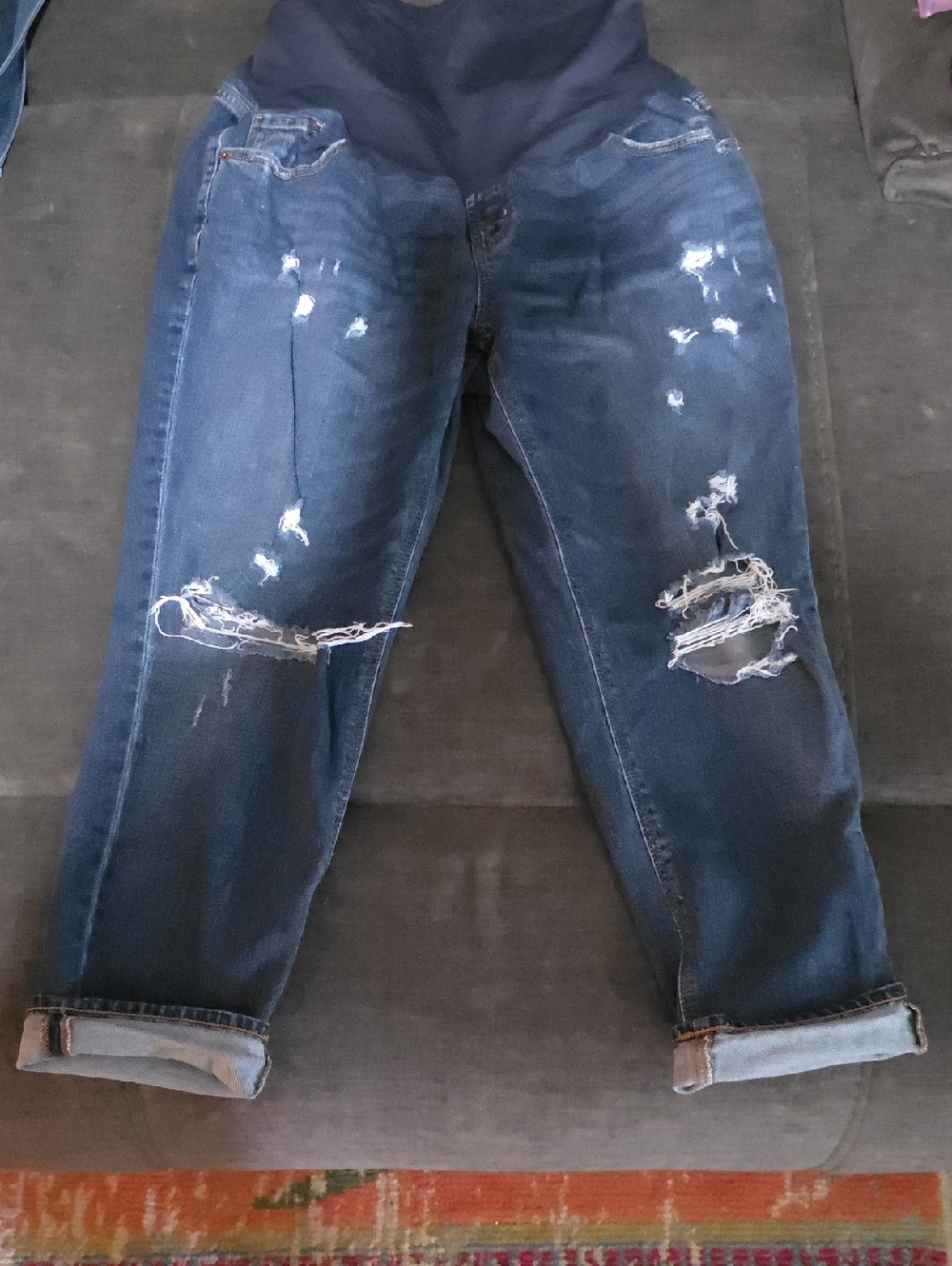 Old Navy Blue Maternity Boyfriend Jeans Label